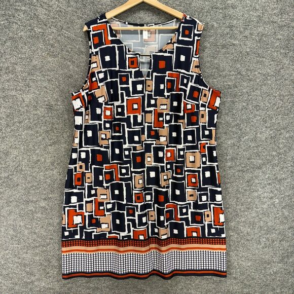 Tacera Dress Women 3X Plus Black Geometric Mini Short Sleeveless Round Neck - Picture 1 of 8